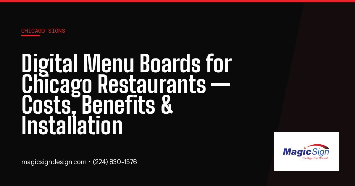 Bright digital menu boards installed in Chicago fast casual restaurant