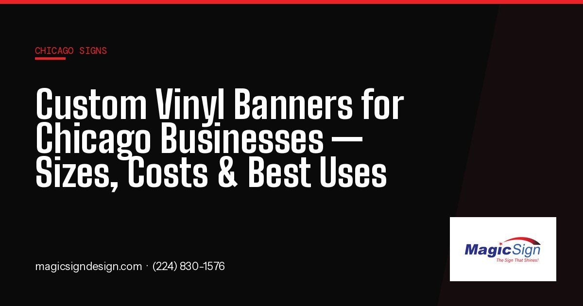Custom full-color vinyl banner hung on Chicago storefront for grand opening
