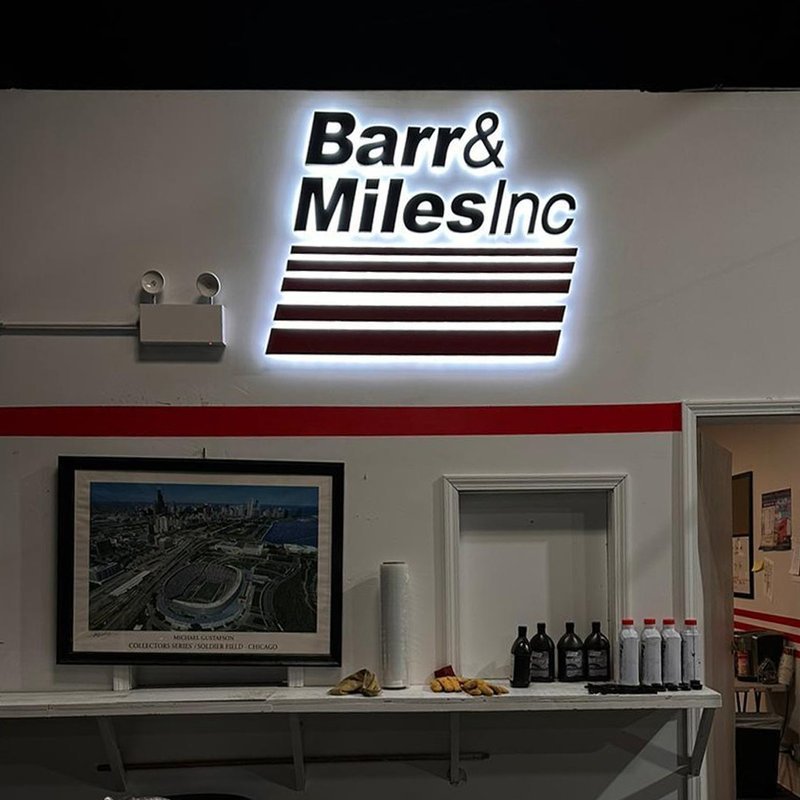 Barr & Miles Inc — Interior Halo Sign — Magic Sign Design Chicago