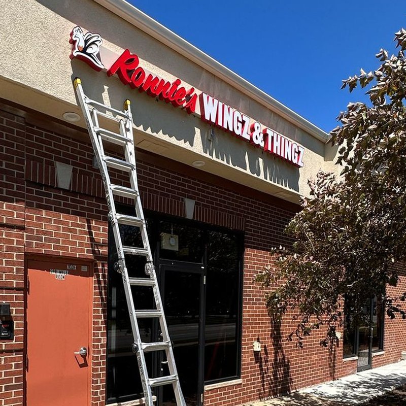 Ronnie's Wingz & Thingz — Script Letters — Magic Sign Design Chicago