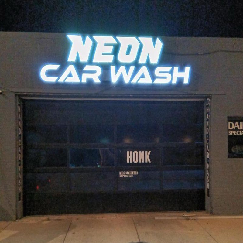 Neon Car Wash — Illuminated Night Sign — Magic Sign Design Chicago