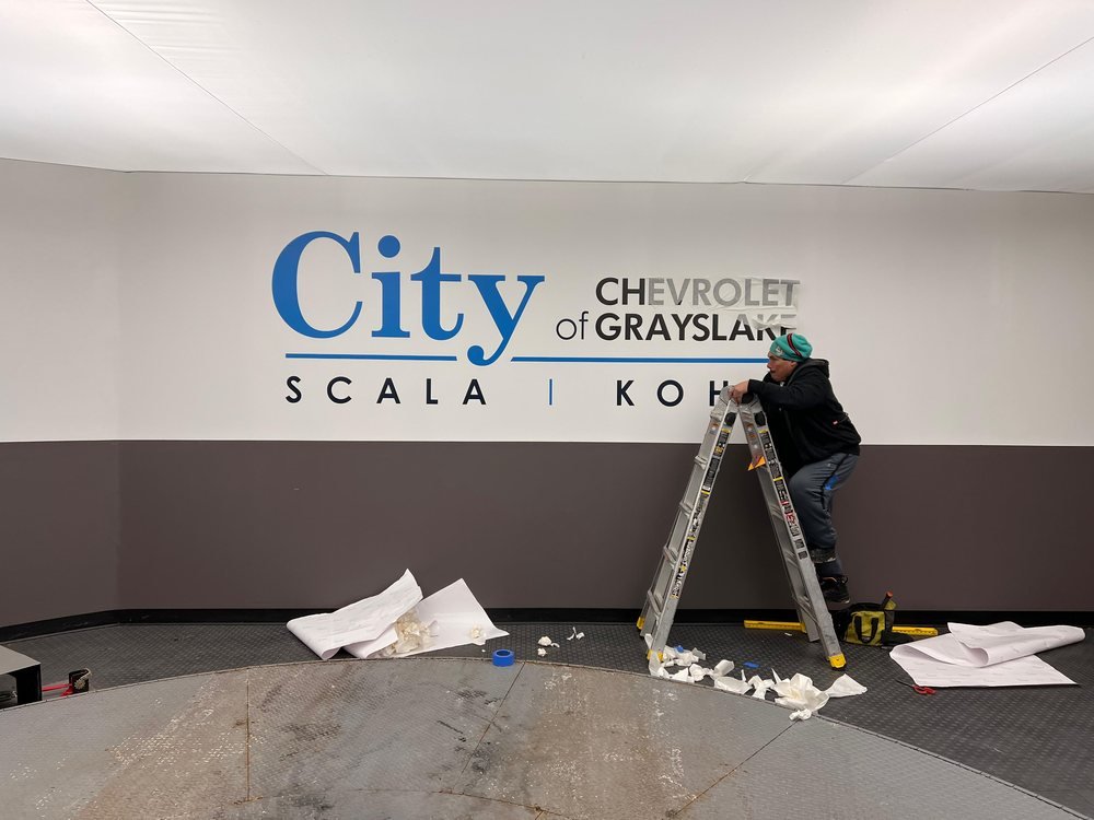 Dimensional interior wall lettering for City Chevrolet of Grayslake